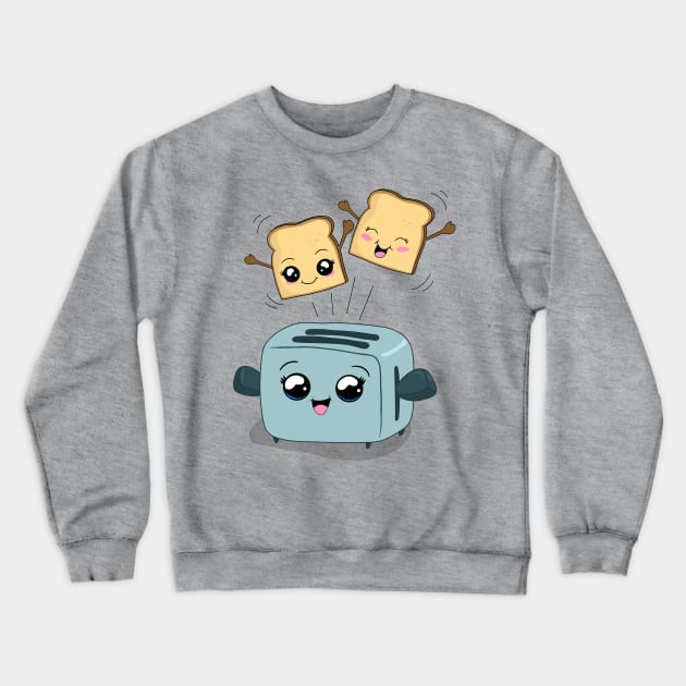 Cute Kawaii Toast and Toaster Crewneck Sweatshirt by valentinahramov
